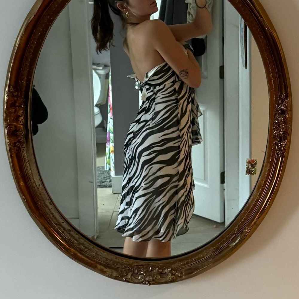 White House Black Market Zebra Strapless Dress